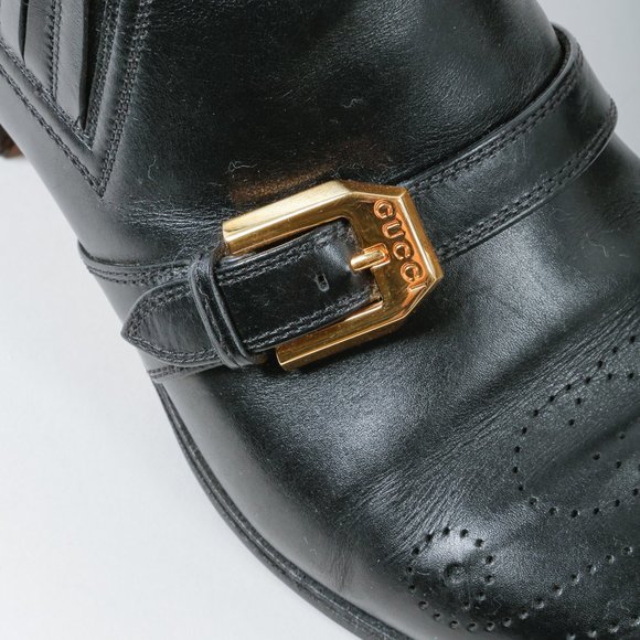 SOLD Gucci G Brogue Leather Ankle Boots - Picture 6 of 12